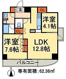 PRIMEURBANSENJU 2LDKの間取図画像