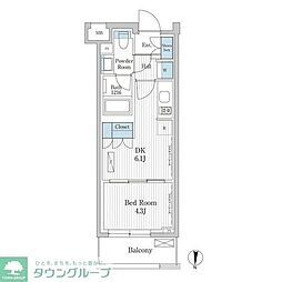パークアクシス東陽町レジデンス 1DKの間取図画像