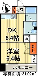 ソサエティ蔵前 1DKの間取図画像