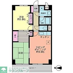 ヒルイーストS.S. 2LDKの間取図画像