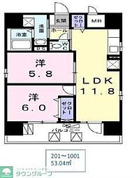 モンエール西日暮里 2LDKの間取図画像