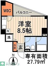グランリジェール ワンルームの間取図画像