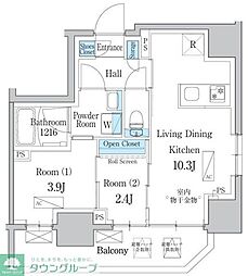 デュオフラッツ浅草田原町ネスト 2LDKの間取図画像