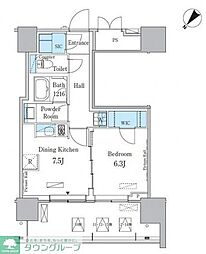 HARUMIFLAGPORTVILLAGED棟 1DKの間取図画像