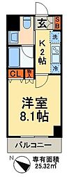 ライジングプレイス浅草弐番館 1Kの間取図画像
