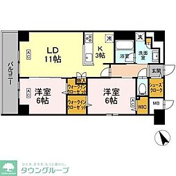 ロイジェント平井 2LDKの間取図画像