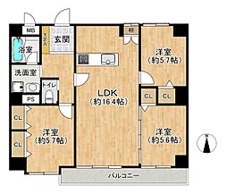 三旺マンション第2八事東 3LDKの間取図画像