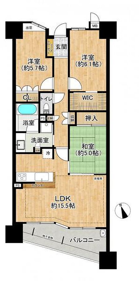 南面バルコニー!各居室収納完備!和室も洋室もある使い勝手の良い間取りです♪