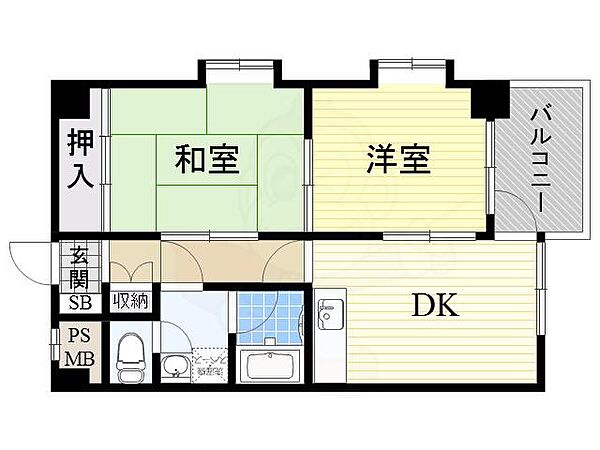 大阪府大阪市住吉区苅田９丁目(賃貸マンション2DK・5階・44.42㎡)の写真 その2