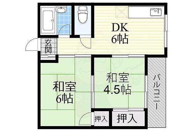 大阪府堺市北区百舌鳥赤畑町３丁(賃貸マンション2DK・3階・36.45㎡)の写真 その2