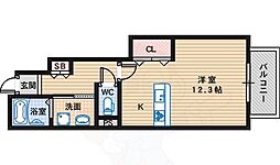 クラールコート 1階ワンルームの間取り