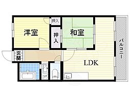 パークテラス北花田 2LDKの間取図画像