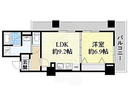 セントラル堺東 1LDKの間取図画像