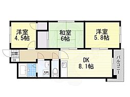 ヴィエンテ三国ケ丘 3DKの間取図画像