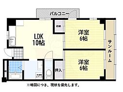 サンハイツ北花田 2LDKの間取図画像