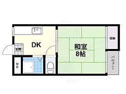 コーポ都 1DKの間取図画像