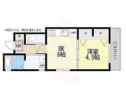 宇都宮ハイツ 1DKの間取図画像