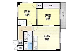 バンベール北花田 2LDKの間取図画像