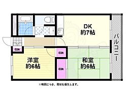 アベニュー西長居 2DKの間取図画像