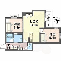 シャーメゾン グラニテ 2LDKの間取図画像