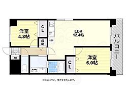 プランドール北花田 2LDKの間取図画像