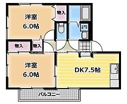 サンセール氷川台 1階2DKの間取り