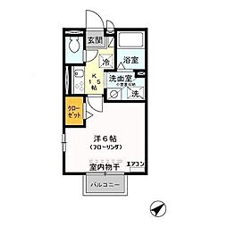 リバーフィールド 1階1Kの間取り