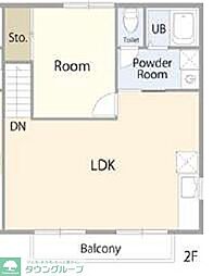 コーポ道半山 Ｃ棟 2階1LDKの間取り