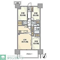 ＳＨＩＮＴＯ　ＣＩＴＹ　Ｃ棟 8階3LDKの間取り