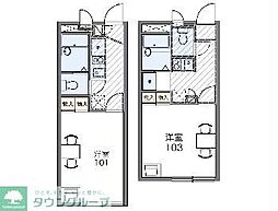 レオパレスコンフォートＳ 2階1Kの間取り