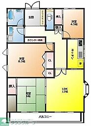 植竹町戸建て　2階 2階3LDKの間取り