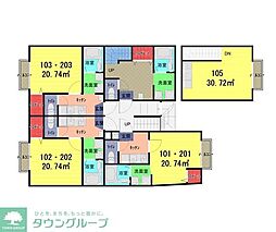 アズリア岩槻 202 2階1Kの間取り