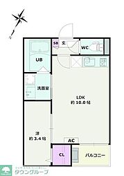 Ｊａｃｋ　ｋｉｔａｍｏｔｏ　I 1階1LDKの間取り