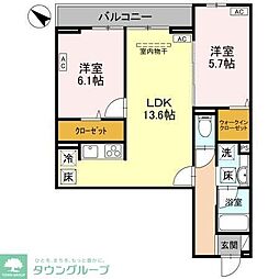 さいたま市見沼区東大宮7丁目アパート 2LDKの間取図画像