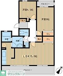 セレーノ大宮C棟 2LDKの間取図画像