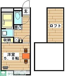 レオパレスSKリバーハイム 1Kの間取図画像