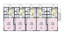 ブリリアント 1Kの間取図画像