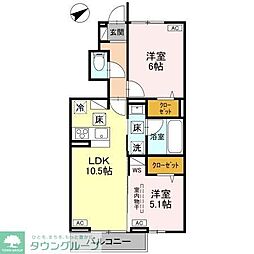 WisteriaIII 2LDKの間取図画像