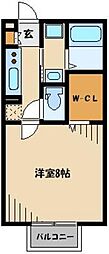 レジデンツ藤C 1Kの間取図画像