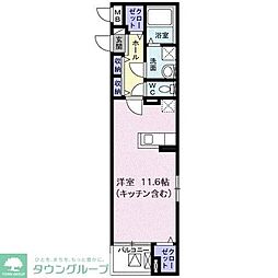 フィオーレシズ ワンルームの間取図画像