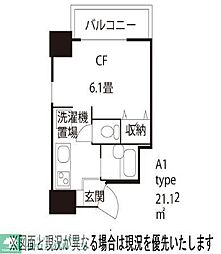 ドミール浦和 1Kの間取図画像