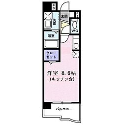 エスペランス 1Kの間取図画像