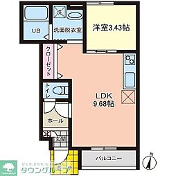 コンフィデンス白岡A 1LDKの間取図画像