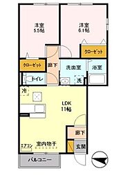 アメニティハウス2 2LDKの間取図画像