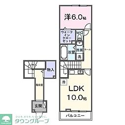 プラシードIII 1LDKの間取図画像
