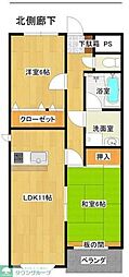 ベルマノアールさつき 2LDKの間取図画像