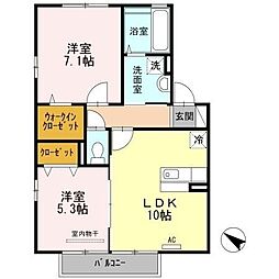 ヴューテラスC 2LDKの間取図画像