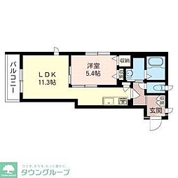 グランプリエ与野 1LDKの間取図画像