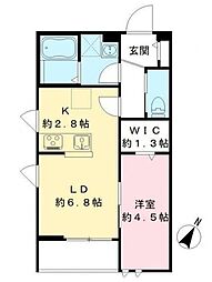 上尾市大字上アパート 1LDKの間取図画像