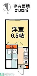 JR総武線 幕張本郷駅 徒歩16分の賃貸アパート 1階1Kの間取り